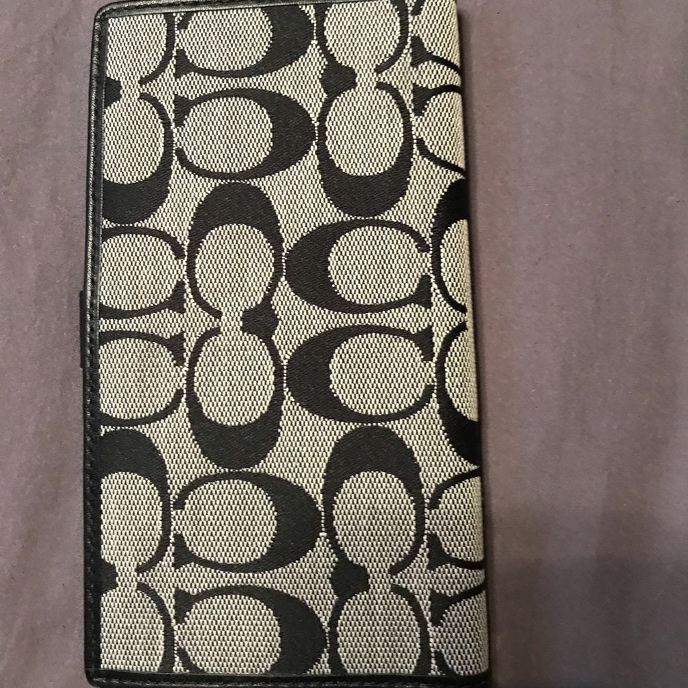 Coach checkbook cover leather and cloth